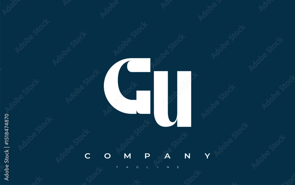 Fototapete gu abstract geometric logo design. modern and elegant logo design with simplistic typography element