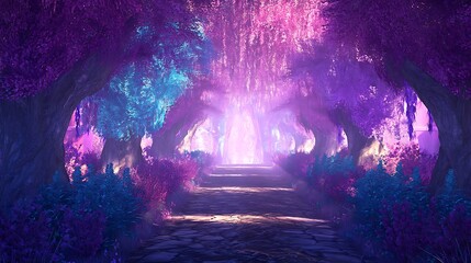 Fototapeta premium Enchanted forest path with colorful foliage