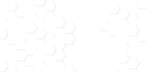 Minimal white hexagonal hexagon modern technology creative emboss light honeycomb polygonal web. abstract geometric science and mosaic tile with template texture background.	