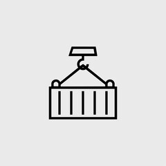 Crane hook with container icon logo flat vector design