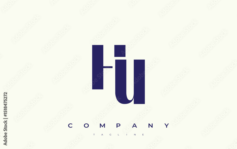 Fototapete hu abstract geometric logo design. modern and elegant logo design with simplistic typography element