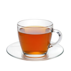Glass cup of tea beverage isolated on transparent background