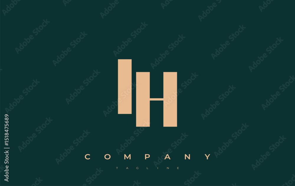 Fototapete ih abstract geometric logo design. modern and elegant logo design with simplistic typography element