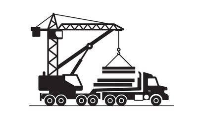 Naklejka premium Construction Site Equipment Silhouette