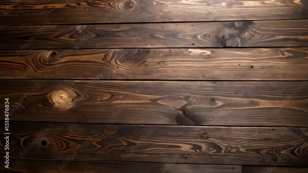 Poster close-up of dark brown wooden planks arranged horizontally with visible wood grain and subtle variat