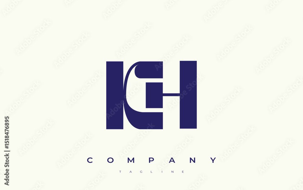 Fototapete kh abstract geometric logo design. modern and elegant logo design with simplistic typography element