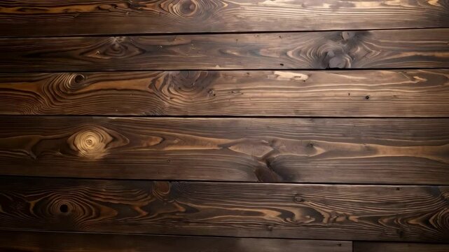 Close-up of dark brown wooden planks arranged horizontally with visible wood grain and subtle variations in color and texture.