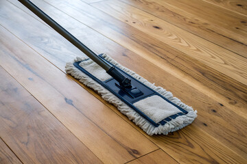 Dust Mop on a Polished Wooden Floor