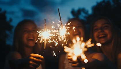 Hand holding sparklers on bokeh background. New Year concept