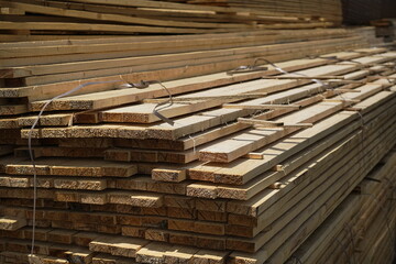 Wooden Planks and Beams for Carpentry and Construction Work