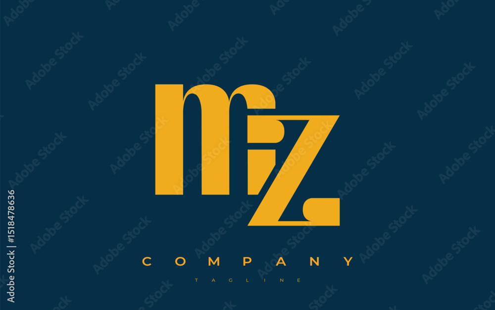 Fototapete mz abstract geometric logo design. modern and elegant logo design with simplistic typography element