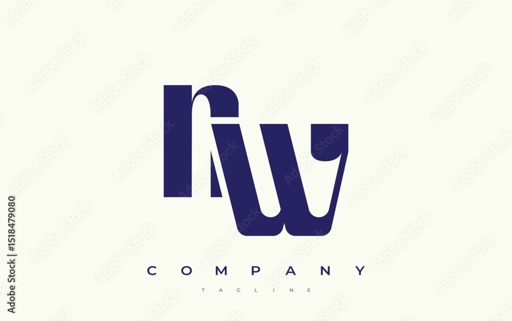 Fototapete nw abstract geometric logo design. modern and elegant logo design with simplistic typography element