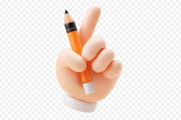 Vector realistic isolated hand holding a pencil on white background. Concept of design app logo and drawing art.