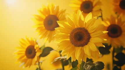 Obraz premium Sunflowers on yellow background