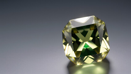 Polished Green Gem with Geometric Facets – Studio Lighting Close-Up