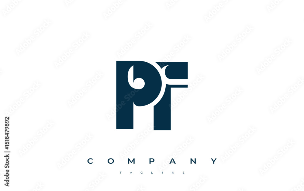 Fototapete pf abstract geometric logo design. modern and elegant logo design with simplistic typography element