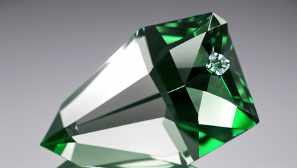 Green Faceted Gemstone on Gray Background – Luxury Emerald Look