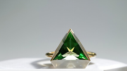 Green Faceted Gemstone on Gray Background – Luxury Emerald Look