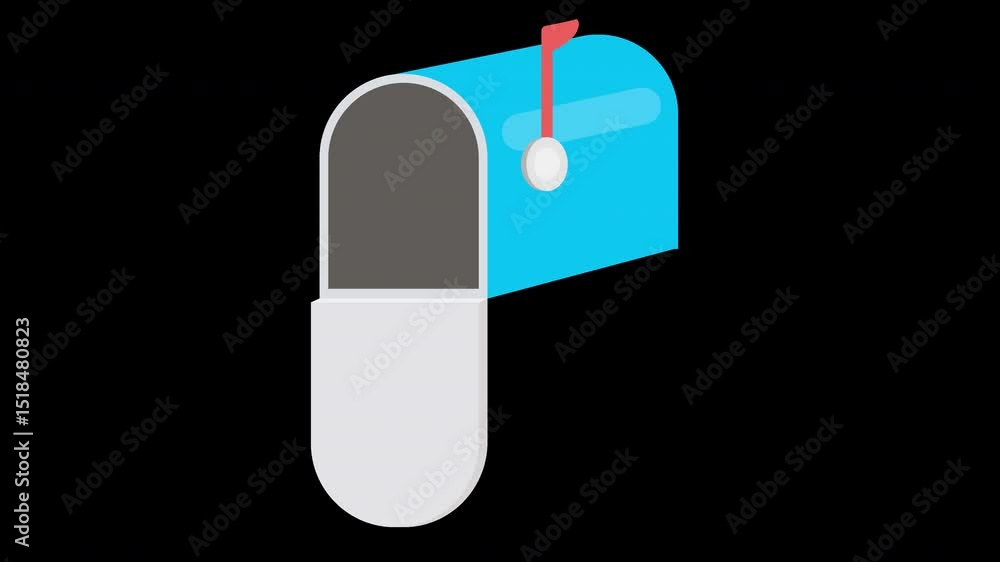 Poster animated illustration mailbox on a transparent background for design projects