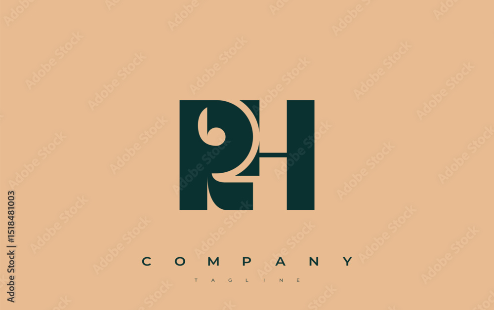 Fototapete rh abstract geometric logo design. modern and elegant logo design with simplistic typography element