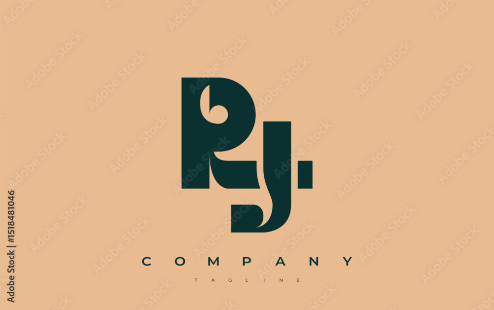 Fototapete rj abstract geometric logo design. modern and elegant logo design with simplistic typography element