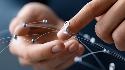 Businessman presents a digital city with location pins on a blue backdrop, highlighting the real estate sector's digital shift