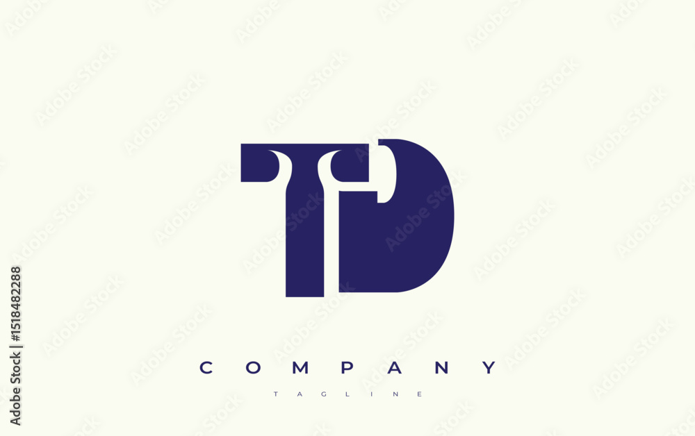 Fototapete td abstract geometric logo design. modern and elegant logo design with simplistic typography element
