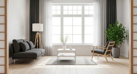 3D Render of Luxury Home Interior – Modern Elegant Living Room Design