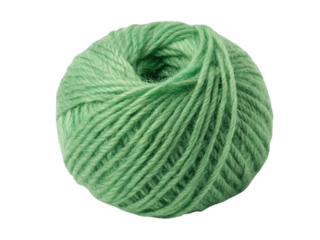 A single ball of light green yarn sitting on a surface with a transparent checkered background texture