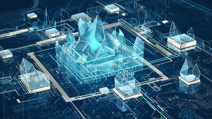 futuristic circuit board and mesh line, Illustration high computer and Communication technology. motion video. - Powered by Adobe