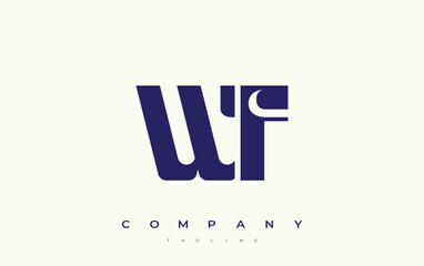 WF Abstract Geometric Logo Design. Modern and elegant logo design with simplistic typography elements, showcasing branding excellence.
