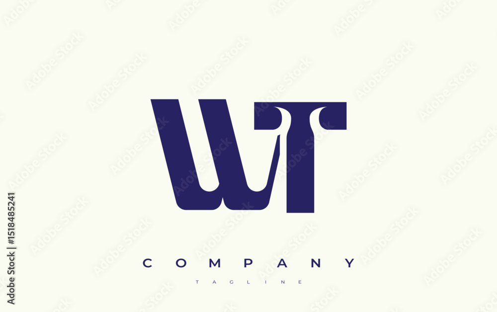 Fototapete wt abstract geometric logo design. modern and elegant logo design with simplistic typography element