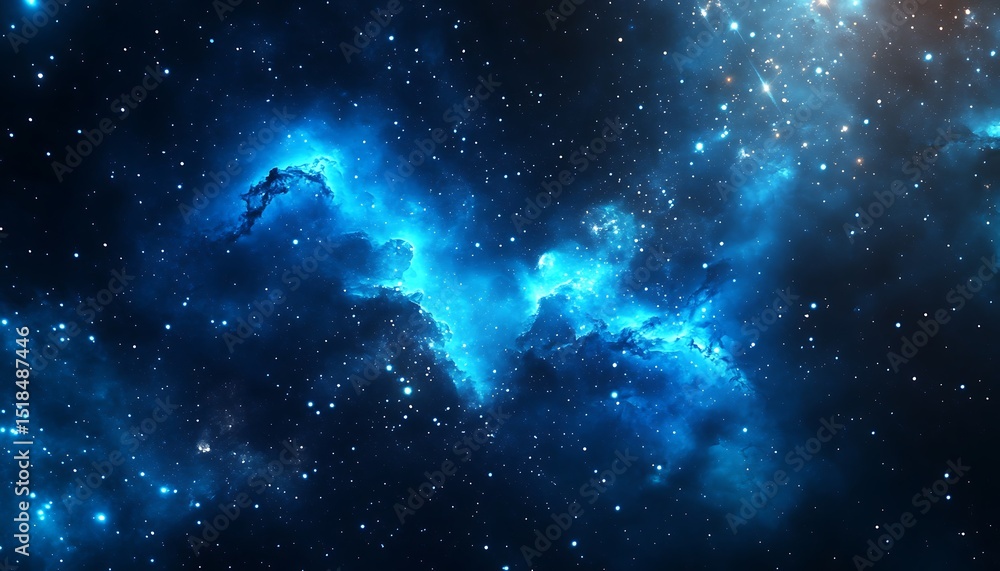 Poster blue nebula in deep space, abstract background, 3d rendering