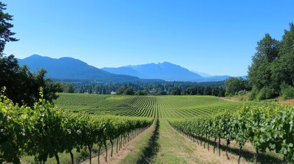 Vineyard Landscape with Mountain Views