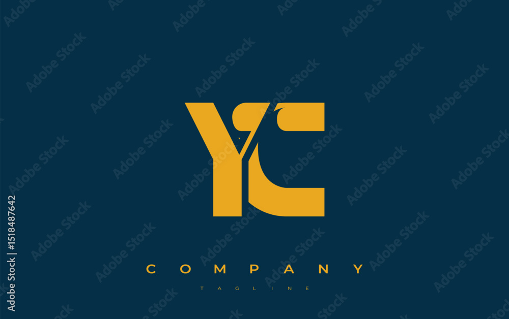 Fototapete yc abstract geometric logo design. modern and elegant logo design with simplistic typography element