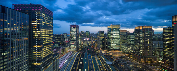 Tokyo Station at night, Chiyoda, Tokyo, Japan