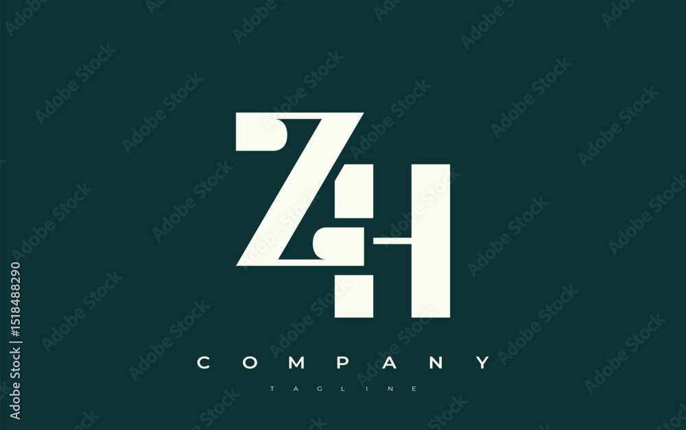 Fototapete zh abstract geometric logo design. modern and elegant logo design with simplistic typography element
