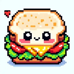 sandwich illustration design, pixel art