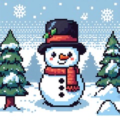 snowman illustrator design, pixel art