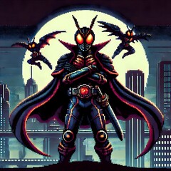 Illustrator design of a super hero knight with a cape