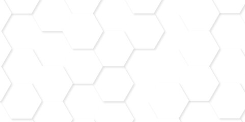 Naklejka premium Minimal white hexagonal hexagon modern technology creative emboss light honeycomb polygonal web. abstract geometric science and mosaic tile with template texture background. 