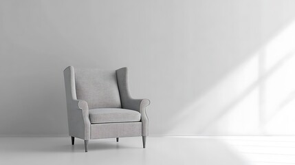 modern white armchair in empty room, 3d rendering mock up