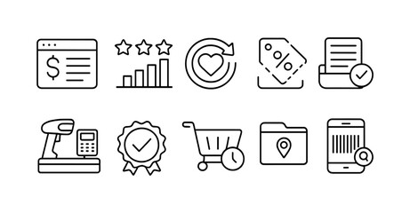 E-commerce, shopping line icon set. business, online shopping icons outline collection