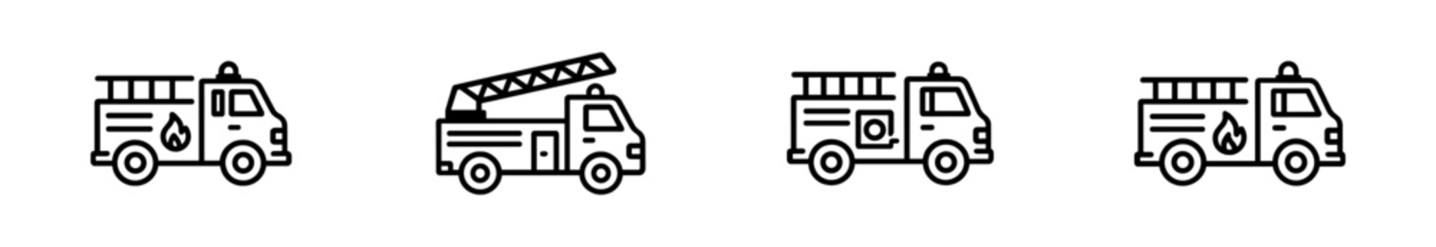 Fototapeta Emergency services icon set. firetruck icons in crisp outline style