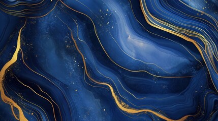 Wedding invitation cards with indigo marble texture background and gold geometric line design vector. illustration , no logos, no brands