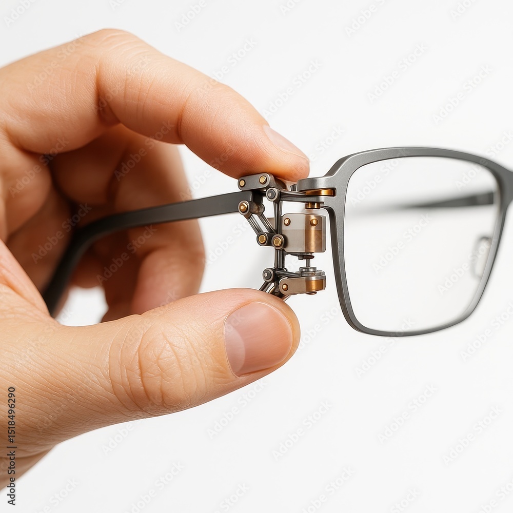 Poster adjusting glasses equipped with tiny servo motors for enhanced functionality in medicine