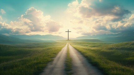 Jesus written on rural road illustration , no logos, no brands