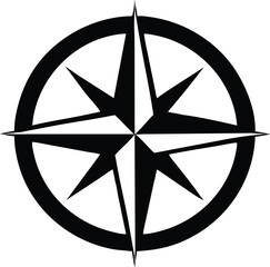 Black and white compass rose nautical star graphic