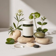 vitamin bottle mockup design with nature theme