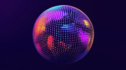 Creative 3d rendering sphere made of neon dots. Global network connection. Globe Grid. Worldwide communication. Futuristic earth globe. Science, technology and illustration on dark backdrop illustrat